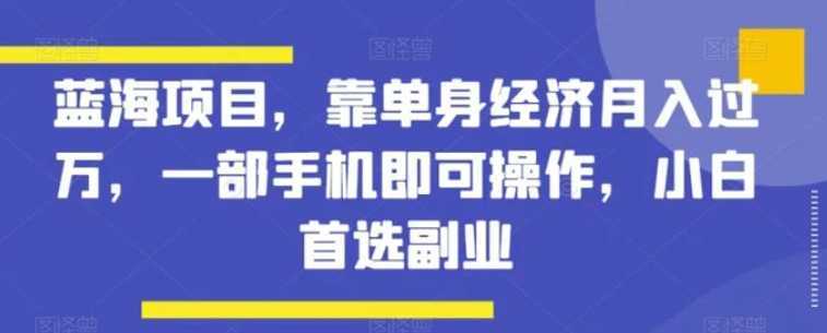 蓝海项目,靠单身经济月入过万,一部手机即可操作,小白首选副业【揭秘】