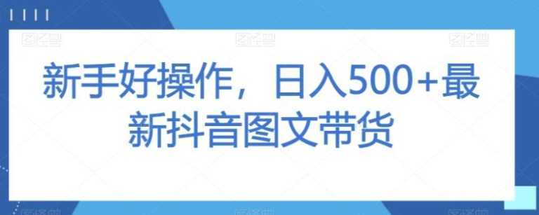 新手好操作,日入500+最新抖音图文带货【揭秘】