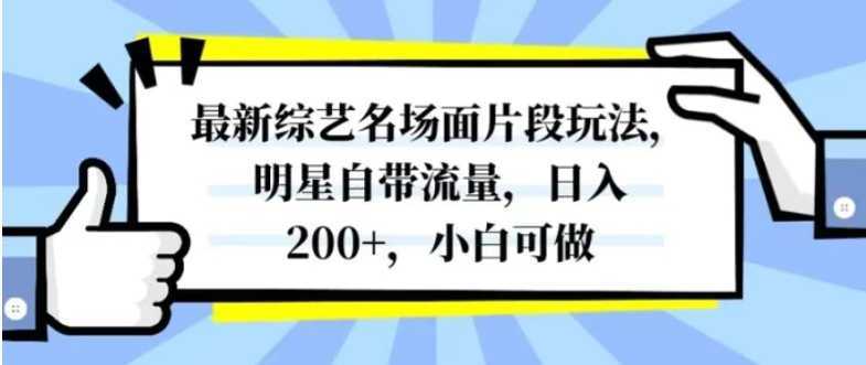 最新综艺名场面片段玩法,明星自带流量,日入200+,小白可做