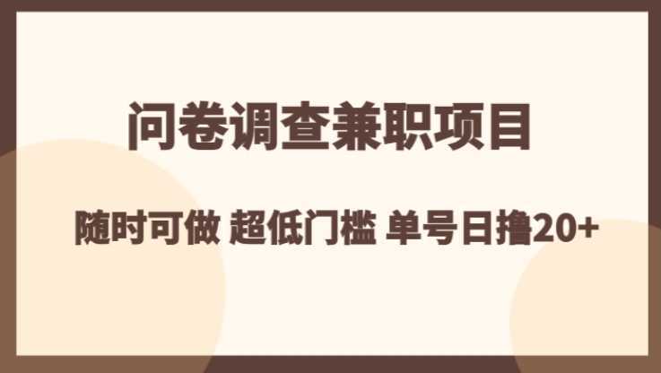 问卷调查兼职项目,随时可做 超低门槛 单号日撸20+