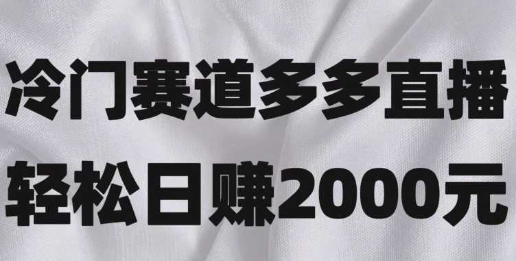 冷门赛道拼多多直播,简单念稿子,日收益2000+【揭秘】