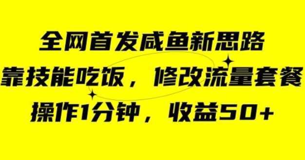 咸鱼冷门新玩法,靠“技能吃饭”,修改流量套餐,操作1分钟,收益50【揭秘】