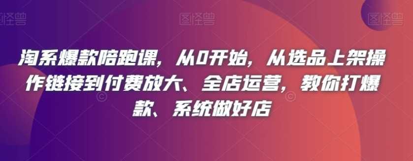 淘系爆款陪跑课,从0开始,从选品上架操作链接到付费放大、全店运营,教你打爆款、系统做好店