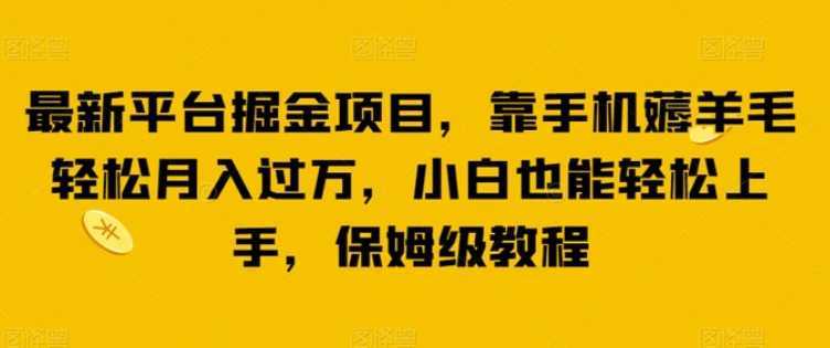 最新平台掘金项目,靠手机薅羊毛轻松月入过万,小白也能轻松上手,保姆级教程【揭秘】