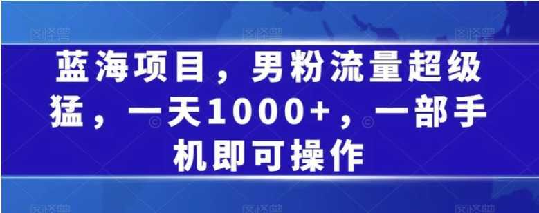 蓝海项目,男粉流量超级猛,一天1000+,一部手机即可操作【揭秘】