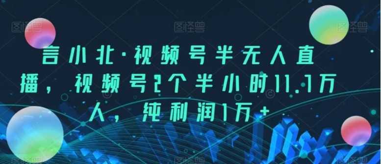 言小北·视频号半无人直播,视频号2个半小时11.7万人,纯利润1万+