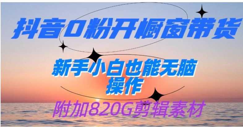 抖音0粉开橱窗带货,日入500+,新手小白也能无脑操作