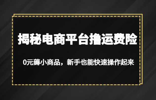 揭秘电商平台撸运费险,0元薅小商品,新手也能快速操作起来