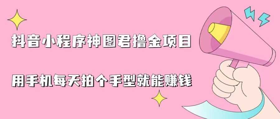 抖音小程序神图君撸金项目,用手机每天拍个手型挂载一下小程序就能赚钱