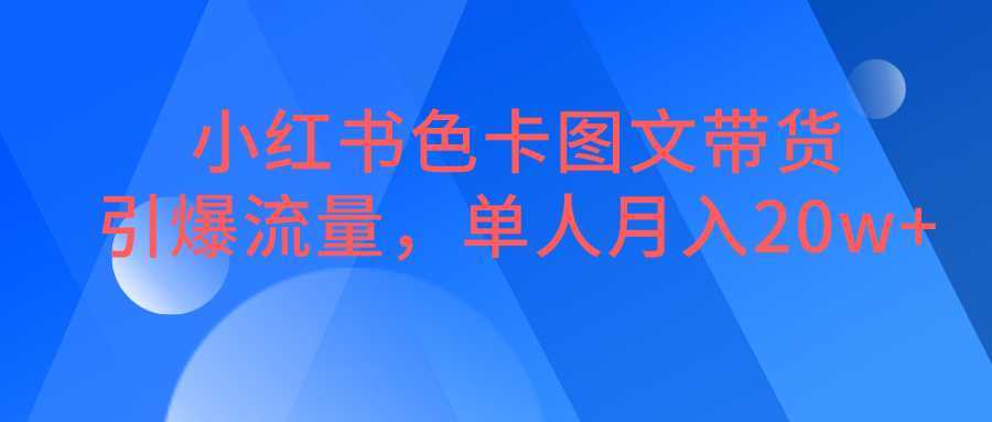 小红书色卡图文带货,引爆流量,单人月入20W+