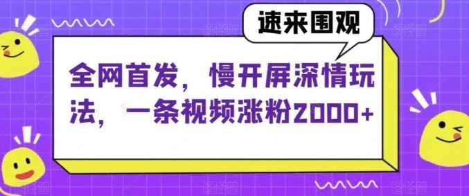 全网首发,慢开屏深情玩法,一条视频涨粉2000+【揭秘】