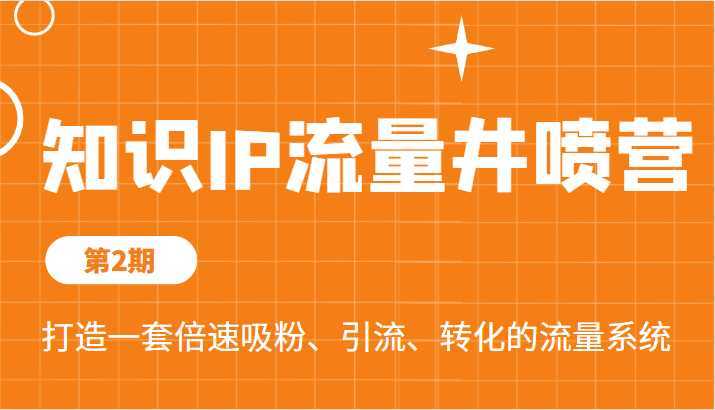 知识IP流量井喷营第2期,打造一套倍速吸粉、引流、转化的流量系统