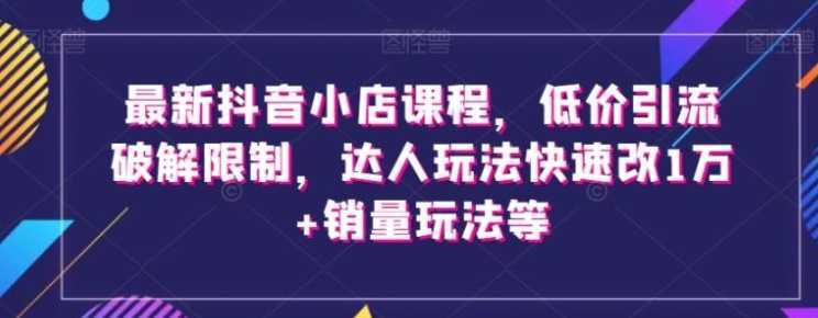 最新抖音小店课程,低价引流破解限制,达人玩法快速改1万+销量玩法等