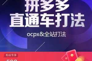 拼多多直通车打法,核心策略,ocpx&全站打法
