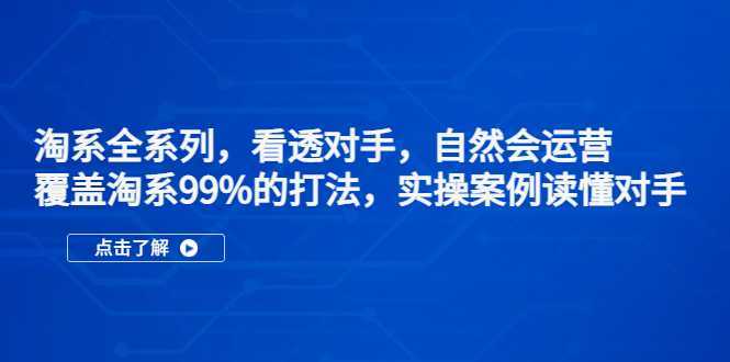 淘系全系列,看透对手,自然会运营,覆盖淘系99%·打法,实操案例读懂对手