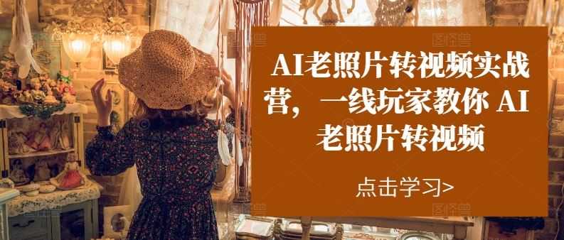 AI老照片转视频实战营,一线玩家教你AI老照片转视频