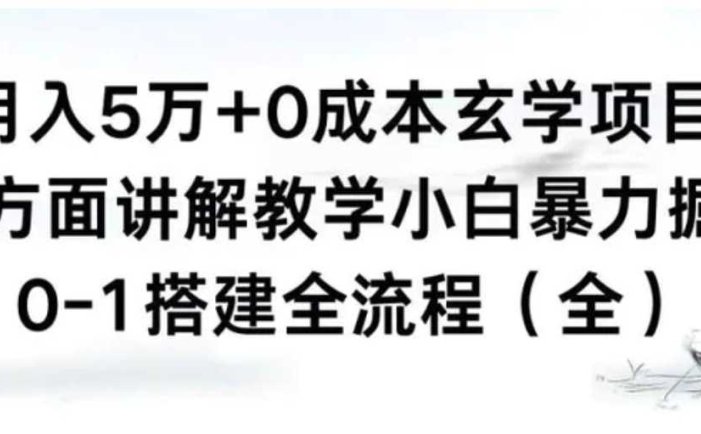 月入5万+0成本玄学项目,全方面讲解教学,0-1搭建全流程小白暴力掘金
