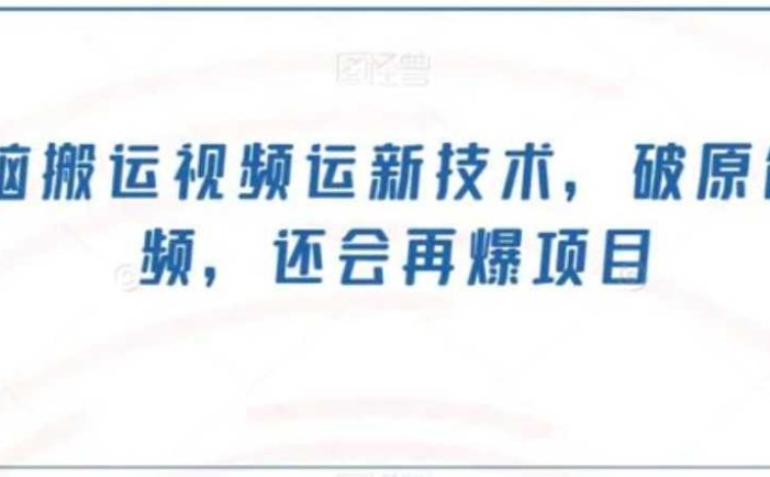 无脑搬运视频运新技术，破原创视频，还会再爆项目