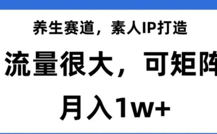 养生赛道,素人IP打造,流量很大,可矩阵,月入1w+【揭秘】