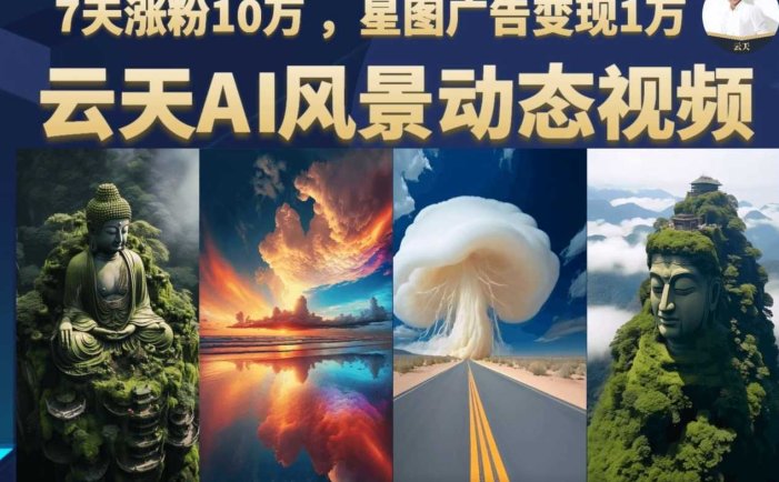 云天AI风景动图视频制作,7天涨粉10万,星图广告变现1万