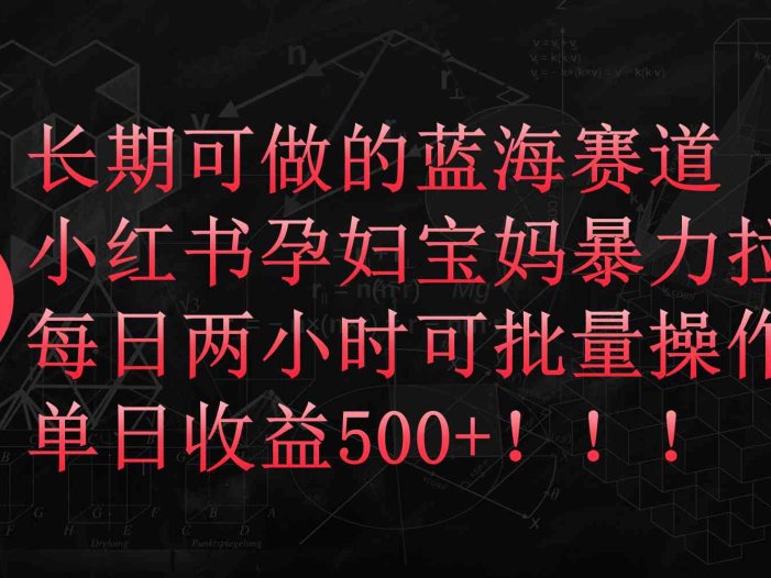 小红书孕妇宝妈暴力拉新玩法,每日两小时,单日收益500+