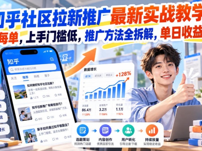 知乎社区拉新推广最新实战教学,6米每单,上手门槛低,推广方法全拆解,单日收益1K+!(更新1021)