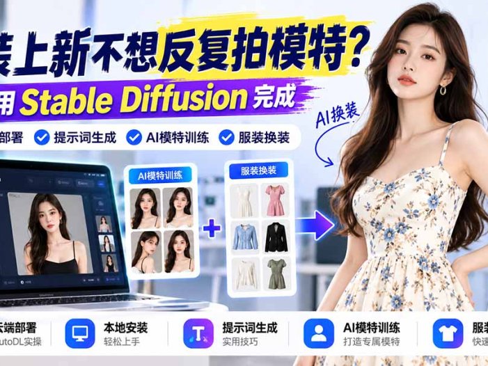 服装上新不想反复拍模特?教你用Stable Diffusion完成云端部署、提示词生成、AI模特训练与换装