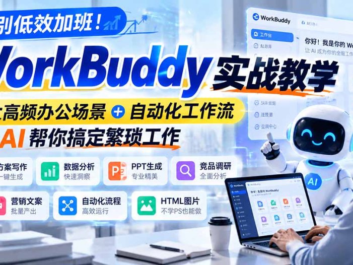 告别低效加班!WorkBuddy实战教学,7大高频办公场景+自动化工作流,让AI帮你搞定繁琐工作