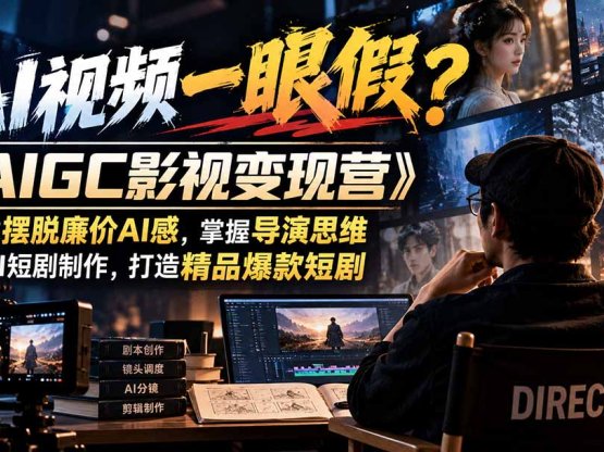【无水印】AI视频一眼假?《AIGC影视变现营》教你摆脱廉价AI感,掌握导演思维与AI短剧制作,打造精品爆款短剧